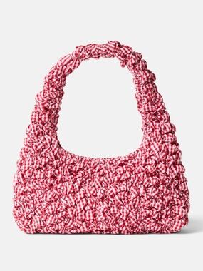 NWT Loeffler Randall Smocked Mini Hobo Bag in Red and White Gingham